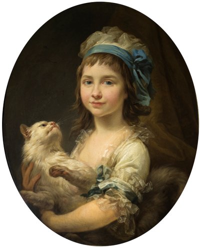 Portrait of Julia Duhamel with a Cat by Marcello Bacciarelli